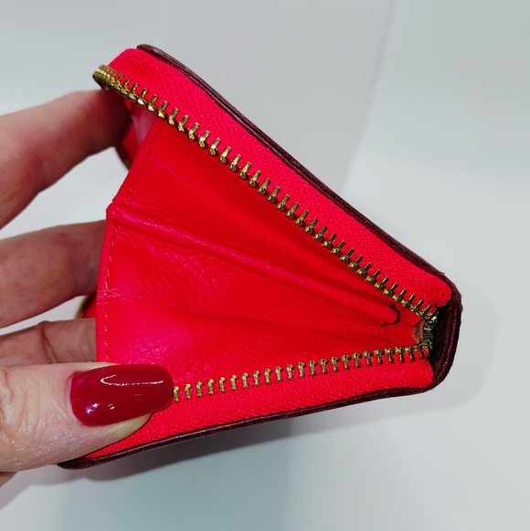 Marc By Marc Jacobs Standard Supply Workwear Zip Around Wallet Burgundy Orange - Picture 8 of 13